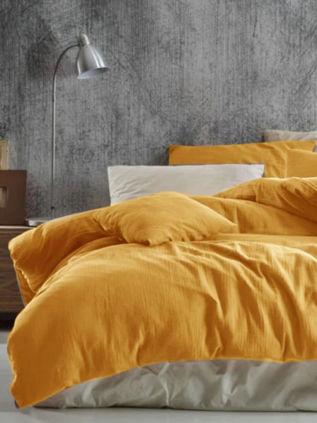 Kvalitex Francúzske mušelínové posteľné obliečky 240x220, 70x90cm žlté Kvalitex