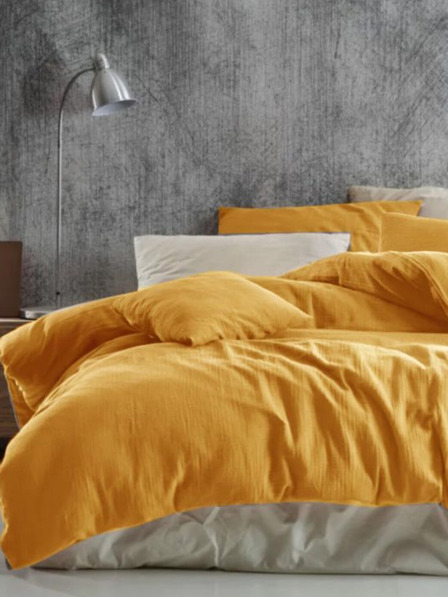 Kvalitex Francúzske mušelínové posteľné obliečky 200x200, 70x90cm žlté Kvalitex