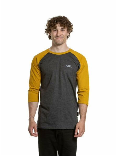 Meatfly Meatfly pánske tričko s dlhým rukávom Kennedy Raglan Charcoal Heather / Mustard | Sivá
