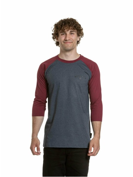 Meatfly Meatfly pánske tričko s dlhým rukávom Kennedy Raglan Navy Heather / Dark Wine | Červená