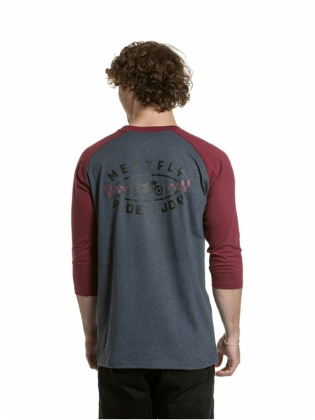 Meatfly Meatfly pánske tričko s dlhým rukávom Kennedy Raglan Navy Heather / Dark Wine | Červená