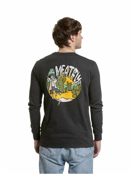 Meatfly Meatfly pánske tričko s dlhým rukávom Julien Charcoal Heather Skeleton | Sivá