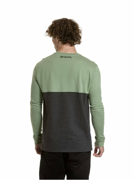 Meatfly Meatfly pánske tričko s dlhým rukávom Harvey Basil / Charcoal Heather