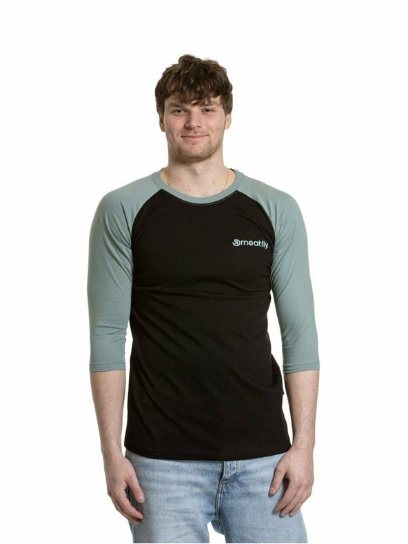 Meatfly Meatfly pánske tričko s dlhým rukávom Reagan Raglan Dusty Mint / Black