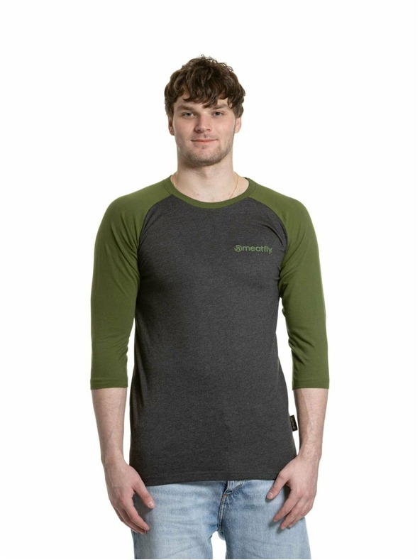 Meatfly Meatfly pánske tričko s dlhým rukávom Reagan Raglan Olive / Charcoal Heather | Sivá
