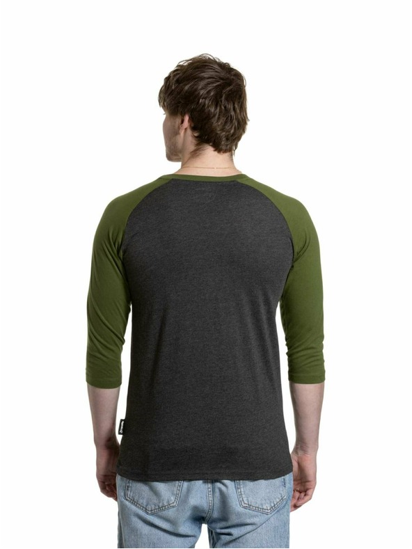 Meatfly Meatfly pánske tričko s dlhým rukávom Reagan Raglan Olive / Charcoal Heather | Sivá