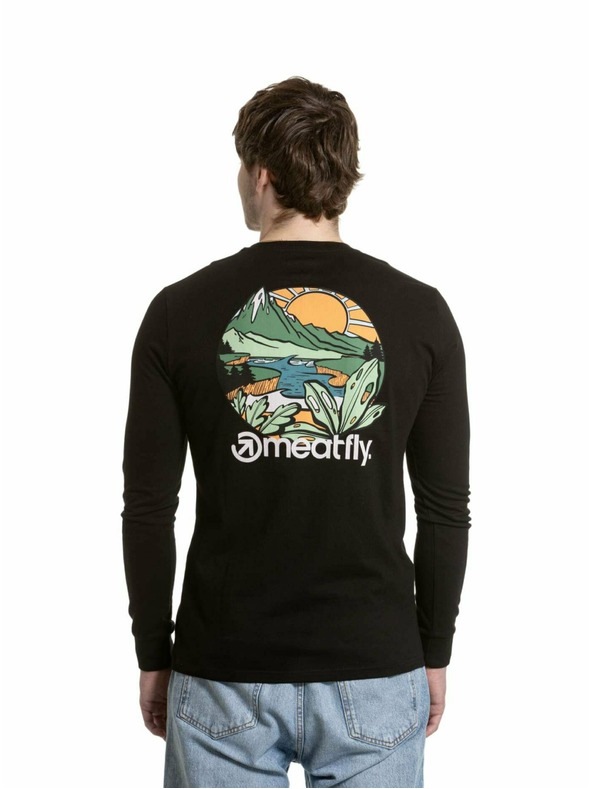 Meatfly Meatfly pánske tričko s dlhým rukávom Julien Mountains Black