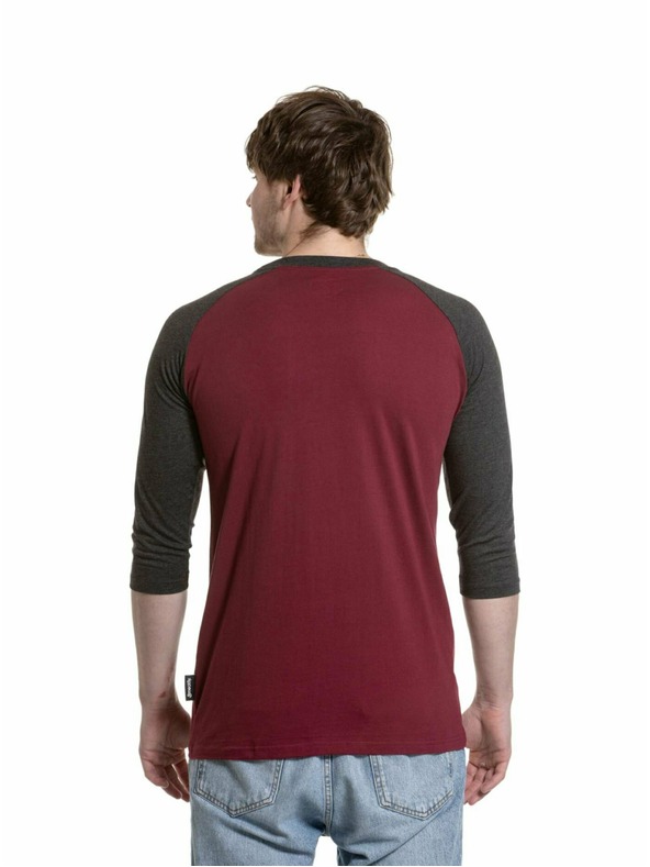Meatfly Meatfly pánske tričko s dlhým rukávom Reagan Raglan Dark Wine / Charcoal Heather | Sivá