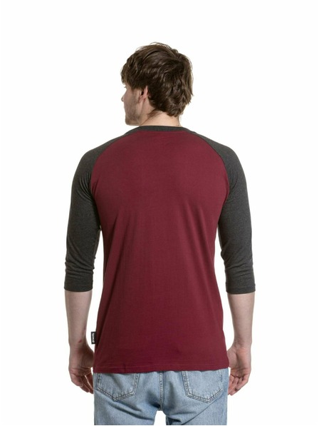 Meatfly Meatfly pánske tričko s dlhým rukávom Reagan Raglan Dark Wine / Charcoal Heather | Sivá