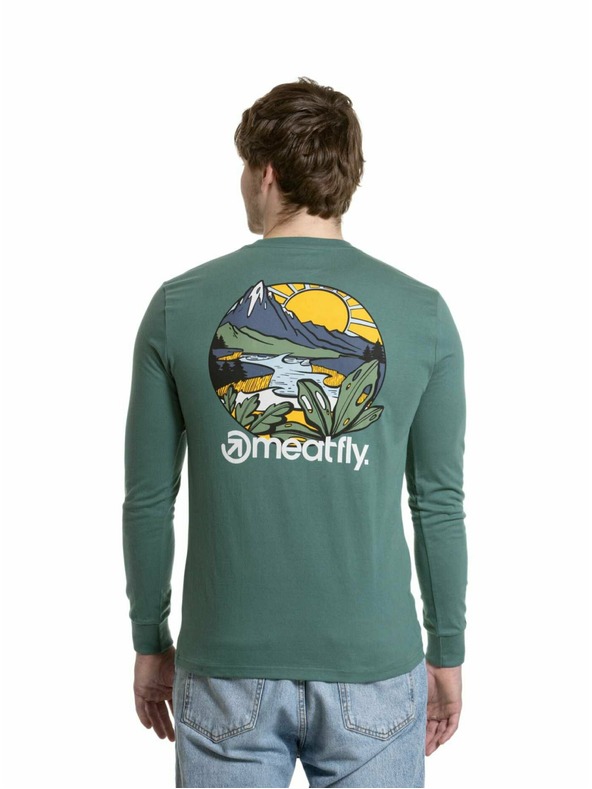 Meatfly Meatfly pánske tričko s dlhým rukávom Julien Teal Green Mountains