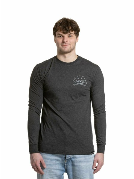 Meatfly Meatfly pánske tričko s dlhým rukávom Judgement 30 Charcoal Heather | Šedá