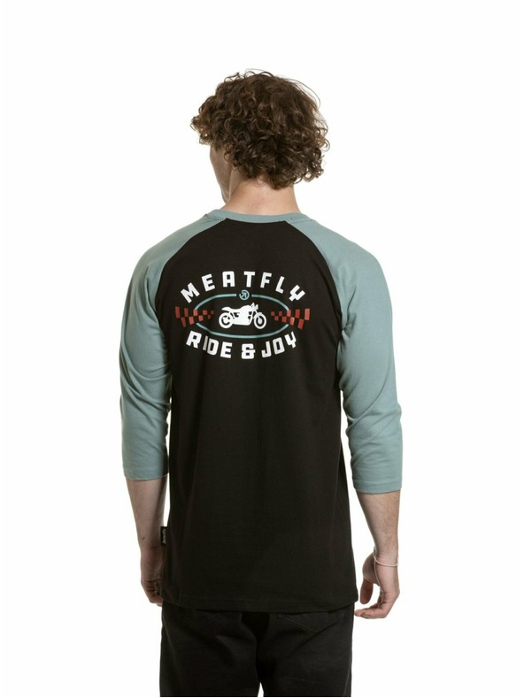Meatfly Meatfly pánske tričko s dlhým rukávom Kennedy Raglan Dusty Mint / Black