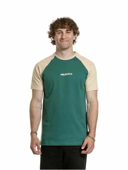 Meatfly Meatfly pánske tričko Ozzy Raglan Forest Green / Sand