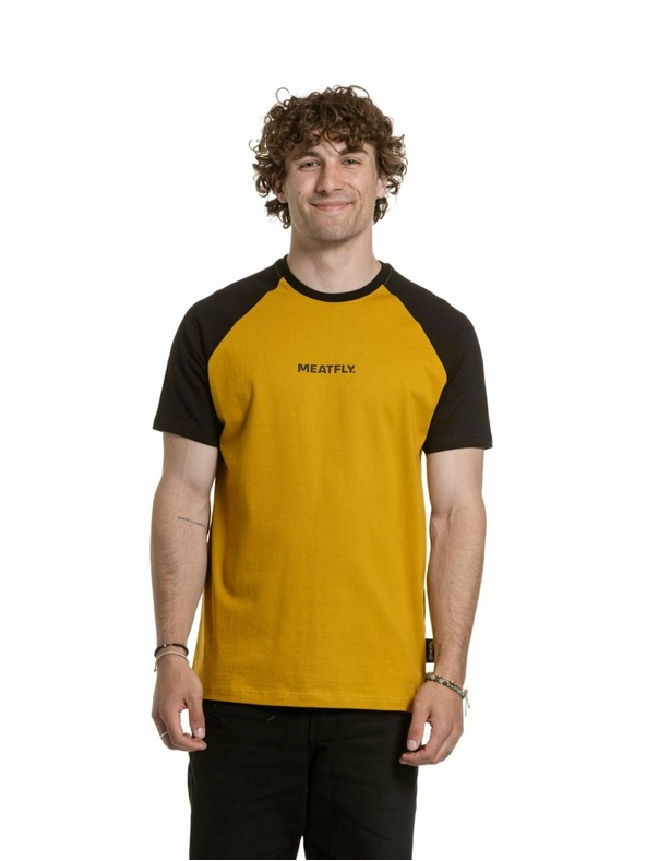 Meatfly Meatfly pánske tričko Ozzy Raglan Mustard / Black