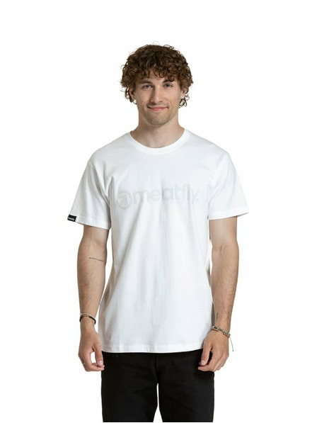 Meatfly Meatfly pánske tričko Striped Logo White | Biela