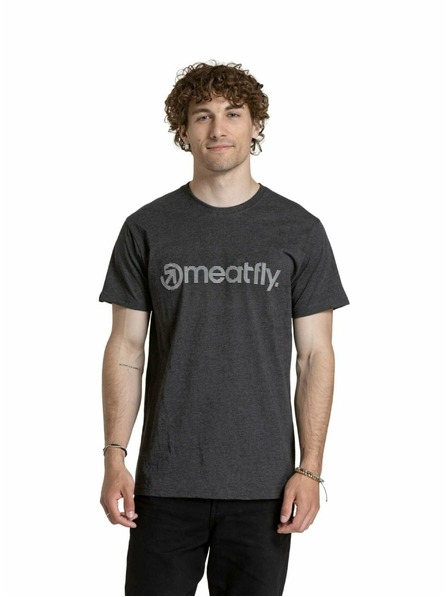 Meatfly Meatfly pánske tričko Striped Logo Mystic Grey | Šedá