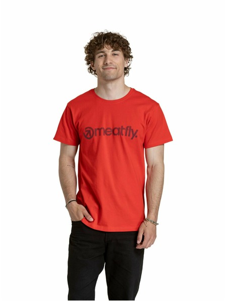 Meatfly Meatfly pánske tričko Striped Logo Bright Red | Červená