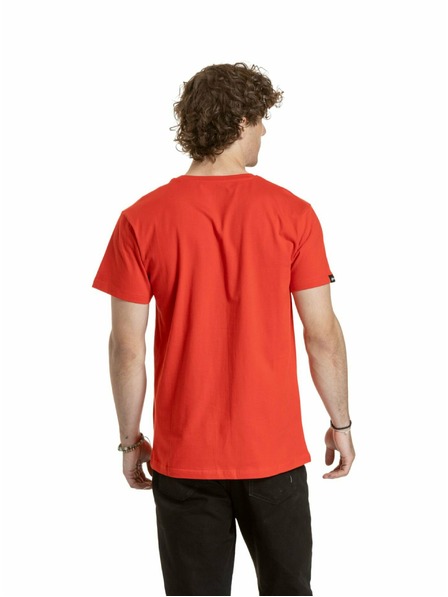 Meatfly Meatfly pánske tričko Striped Logo Bright Red | Červená