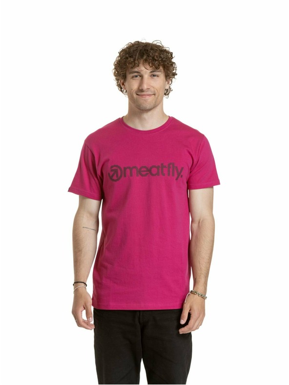 Meatfly Meatfly pánske tričko Striped Logo Dark Violet