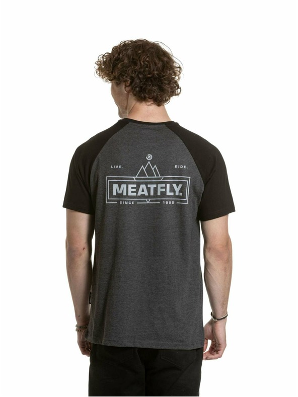 Meatfly Meatfly pánske tričko Ozzy Raglan Charcoal Heather / Black