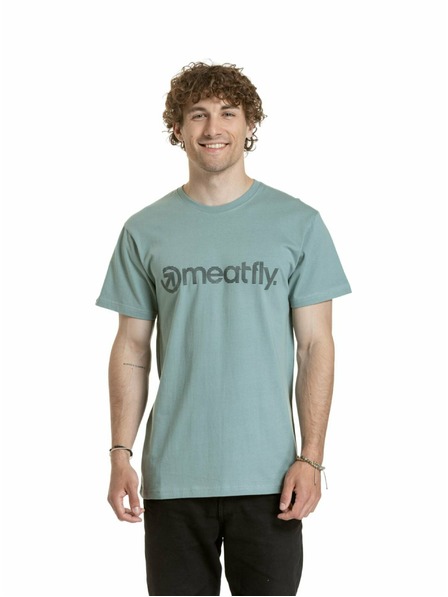 Meatfly Meatfly pánske tričko Striped Logo Dusty Mint