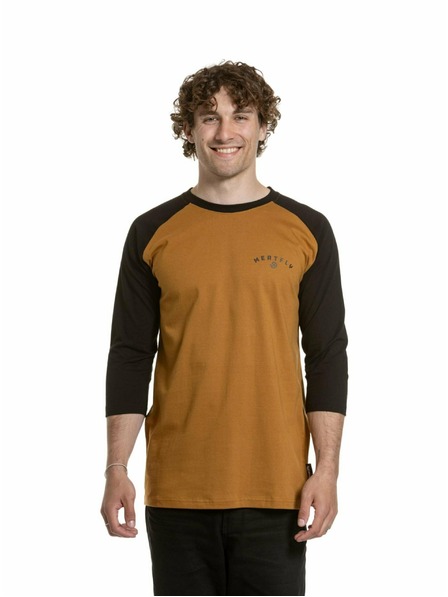 Meatfly Meatfly pánske tričko s dlhým rukávom Kennedy Raglan Gold Brown / Black