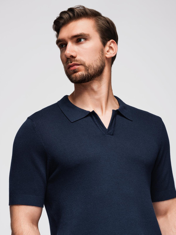 Ombre Clothing Pánska polokošeľa bez gombíkov - tmavo modrá
