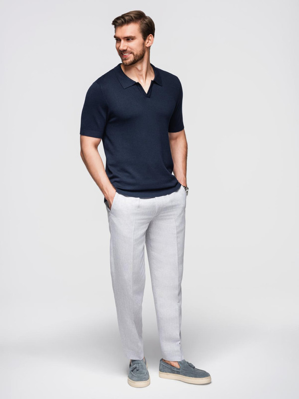 Ombre Clothing Pánska polokošeľa bez gombíkov - tmavo modrá