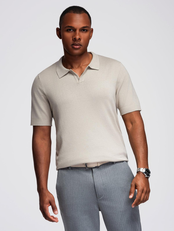 Ombre Clothing Pánska polokošeľa bez gombíkov - svetlo sivá