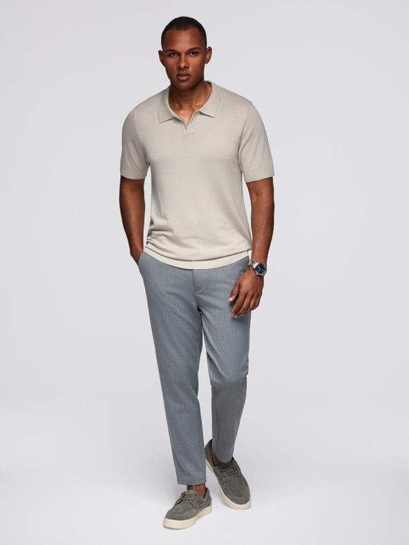 Ombre Clothing Pánska polokošeľa bez gombíkov - svetlo sivá