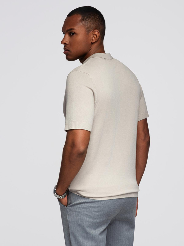 Ombre Clothing Pánska polokošeľa bez gombíkov - svetlo sivá