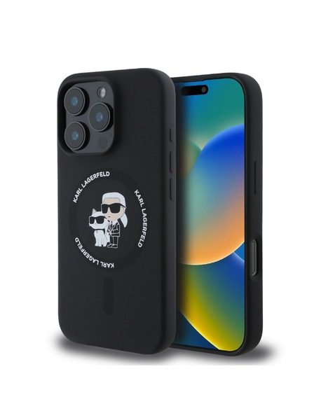 Karl Lagerfeld Karl Lagerfeld Liquid Silicone Karl and Choupette MagSafe Zadný Kryt pre iPhone 16 Pro Black