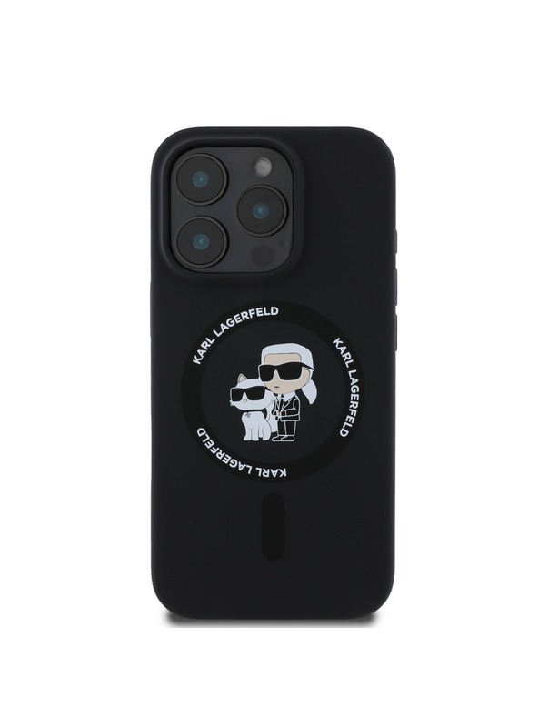 Karl Lagerfeld Karl Lagerfeld Liquid Silicone Karl and Choupette MagSafe Zadný Kryt pre iPhone 16 Pro Black