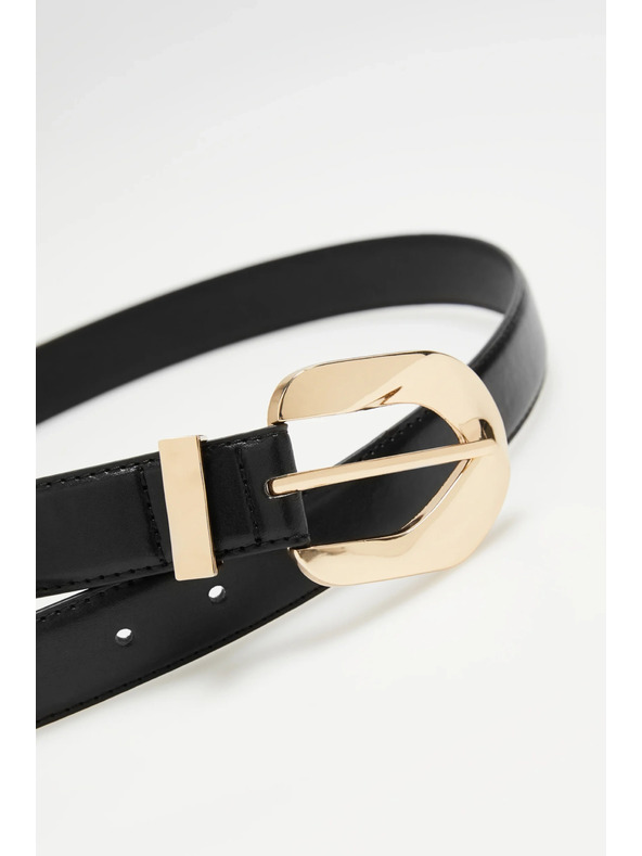 Moodo Čierny opasok so zlatou sponou Moodo