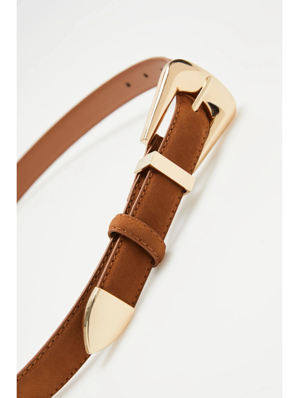 Moodo Hnedý dámsky opasok so zlatými detailmi Moodo