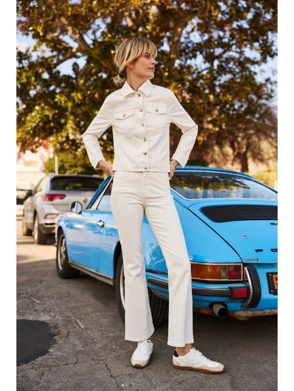 Moodo Krémové dámske zvonové džínsy