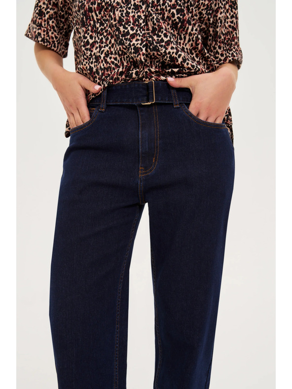 Moodo Tmavo modré džínsy s opaskom Moodo