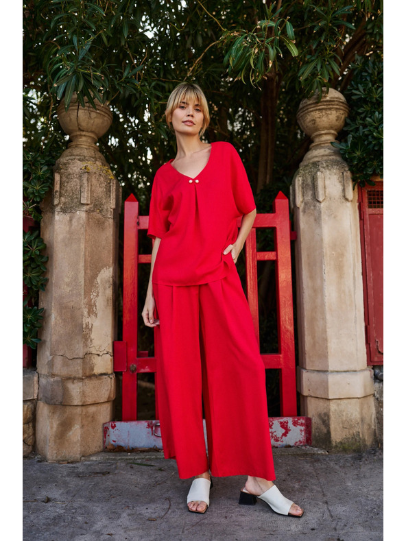 Moodo Dámske voľné nohavice Moodo - červené