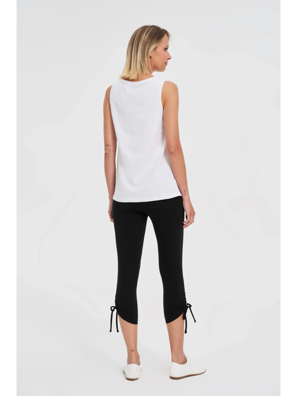 Moodo Čierne dámske 3/4 legíny so zaväzovaním