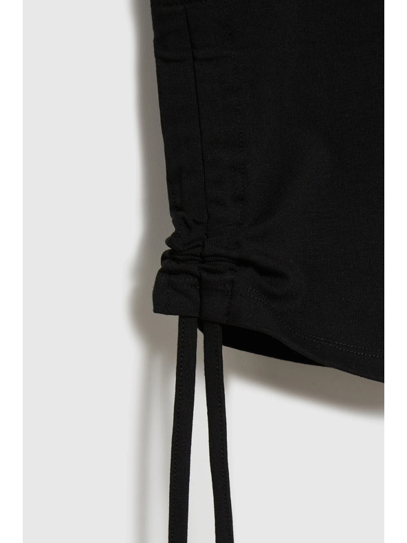 Moodo Čierne dámske 3/4 legíny so zaväzovaním