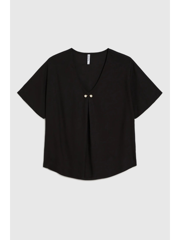 Moodo Čierna voľná blúzka s krátkym rukávom