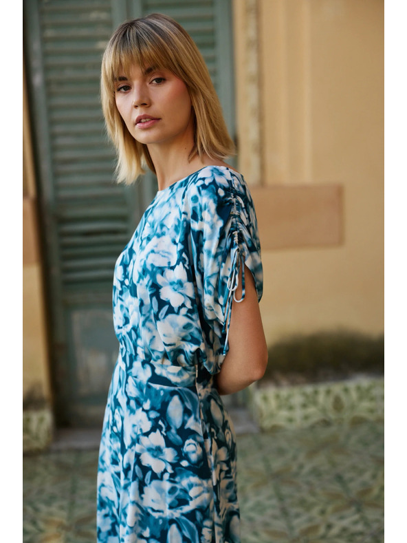 Moodo Modro-zelená vzorovaná dámska košeľa