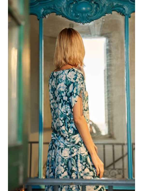 Moodo Modro-zelená vzorovaná dámska košeľa