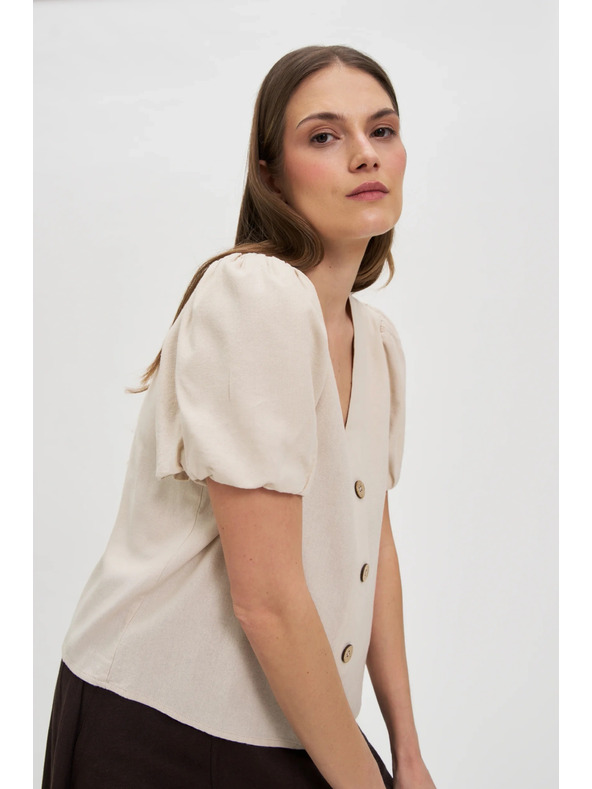 Moodo Béžová dámska košeľa s krátkym rukávom