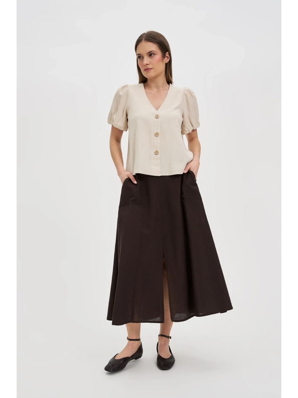 Moodo Béžová dámska košeľa s krátkym rukávom