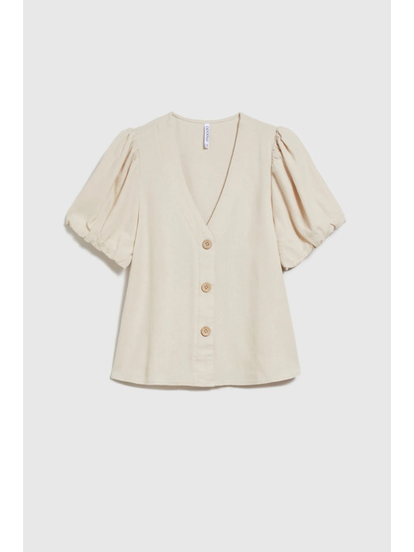 Moodo Béžová dámska košeľa s krátkym rukávom