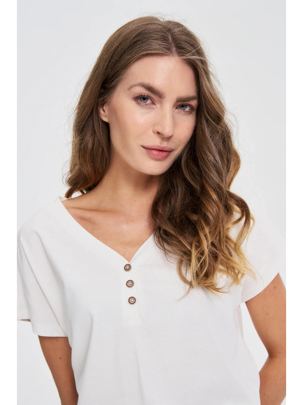Moodo Biela blúzka s ozdobnými gombíkmi