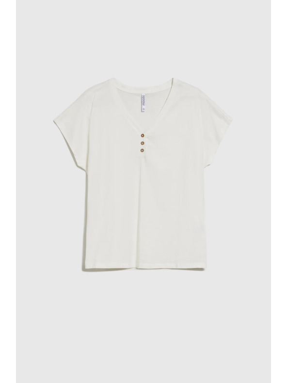 Moodo Biela blúzka s ozdobnými gombíkmi