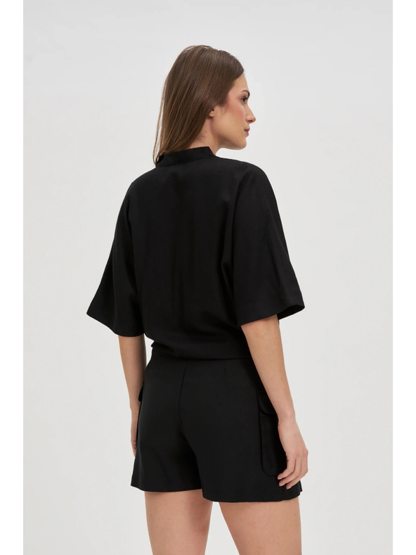 Moodo Dámsky čierny top so zaväzovaním