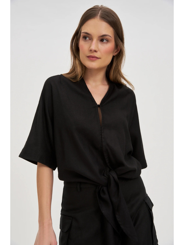 Moodo Dámsky čierny top so zaväzovaním